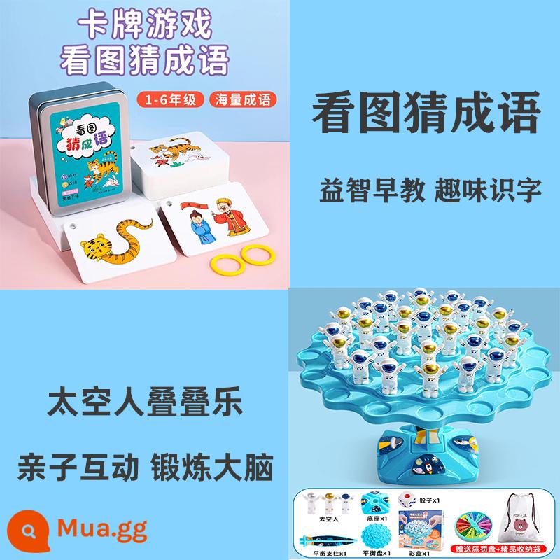 Câu đố dành cho trẻ em cân bằng phi hành gia board game Jenga đồ chơi tương tác giữa cha mẹ và con cái để bàn trận chiến tập trung đôi - Trạm vũ trụ cân bằng + đoán thành ngữ bằng cách nhìn vào hình ảnh [hai sự kết hợp sẽ tiết kiệm chi phí hơn]