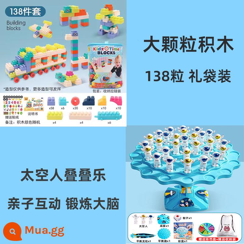 Câu đố dành cho trẻ em cân bằng phi hành gia board game Jenga đồ chơi tương tác giữa cha mẹ và con cái để bàn trận chiến tập trung đôi - Trạm vũ trụ cân bằng + 138 khối xây dựng trong túi quà [kết hợp 2 sẽ tiết kiệm chi phí hơn]