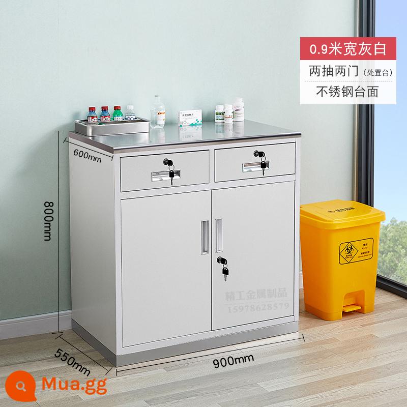 Phòng khám tủ thuốc tây tủ thuốc tủ thuốc inox bệnh xá bàn y tế bàn pha chế tùy chỉnh - Bàn gia công xám trắng 0,9m