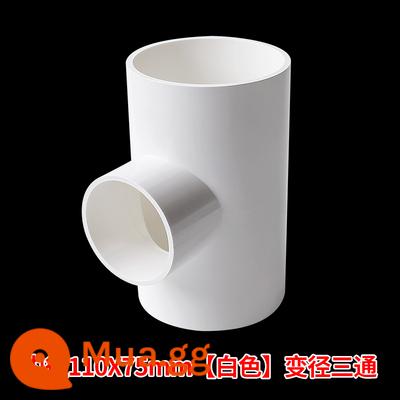 32 40 50 63 75 90PVC tee thu nhỏ UPVC giảm tee doanh nhựa chuyển đổi kích thước tee - 110*75mm--trắng