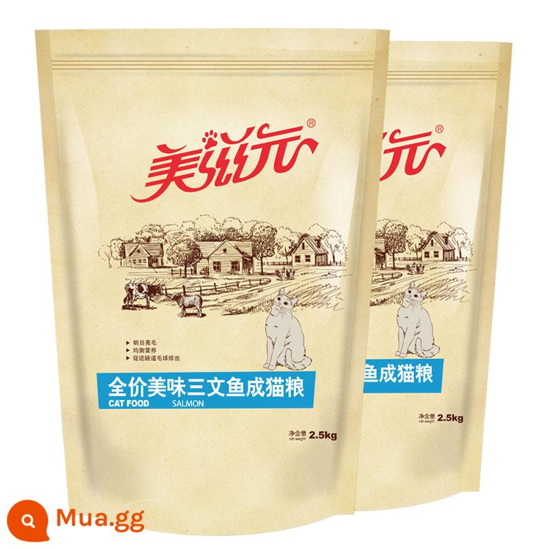 Meiziyuan thức ăn cho mèo trưởng thành cá hồi thơm ngon 2,5kg * 2 túi 12 tháng thức ăn dinh dưỡng cho mèo trưởng thành chia giao hàng tận nơi - Thức ăn cho mèo trưởng thành có cá hồi thơm ngon