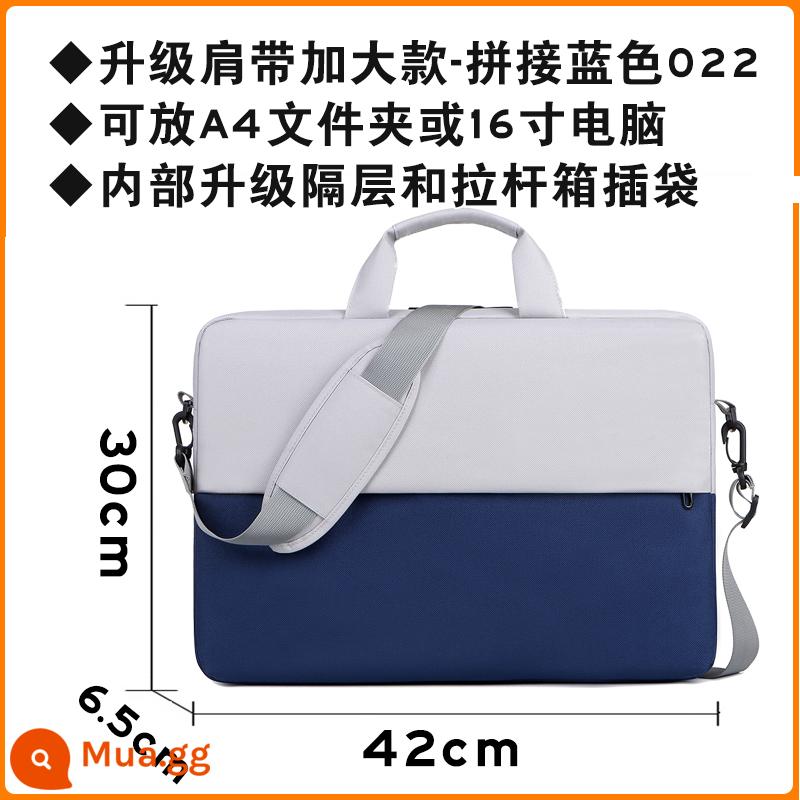 Túi xách nam công sở công suất lớn túi đựng tài liệu thông tin túi hội nghị vải Oxford thường cặp tùy chỉnh LOGO - Nâng cấp lên mẫu dây đeo vai mở rộng với đường khâu màu xanh 022 - đựng được máy tính 16 inch