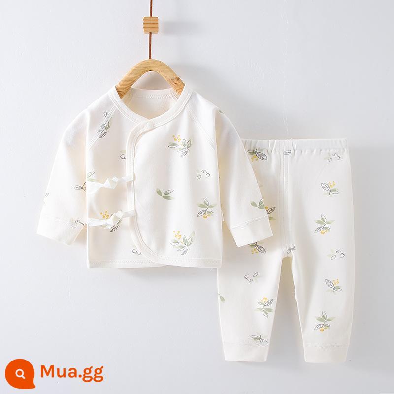 Quần áo trẻ sơ sinh, quần áo sư, bộ áo và quần lót cotton nguyên chất mùa thu đông 3 bộ áo và quần lót cho bé sơ sinh loại A - Cây non nhỏ (có thể mở) bông nguyên chất không xương