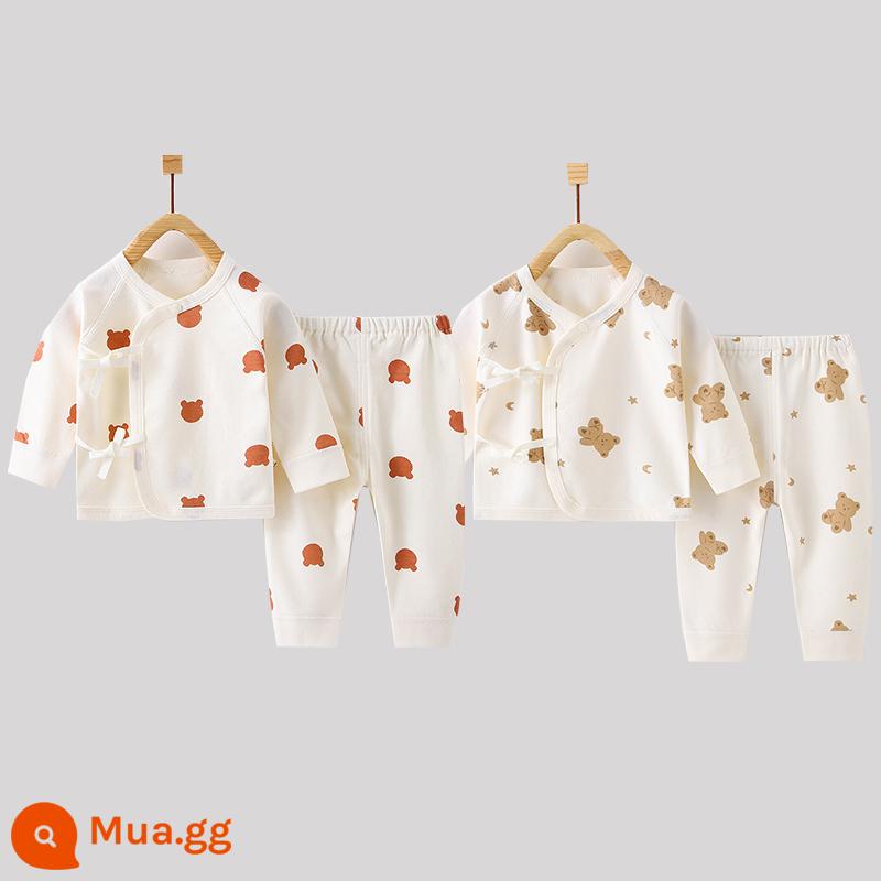 Quần áo trẻ sơ sinh, quần áo sư, bộ áo và quần lót cotton nguyên chất mùa thu đông 3 bộ áo và quần lót cho bé sơ sinh loại A - Đầu gấu nhỏ + Gấu Xingyue (có thể mở được) bông nguyên chất không xương