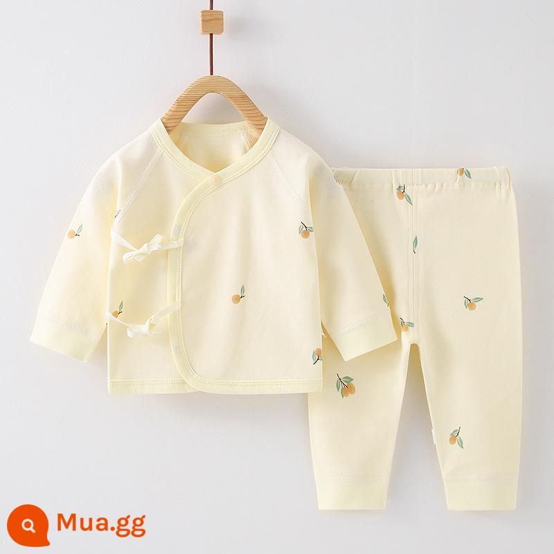 Quần áo trẻ sơ sinh, quần áo sư, bộ áo và quần lót cotton nguyên chất mùa thu đông 3 bộ áo và quần lót cho bé sơ sinh loại A - Little Myolie (có thể mở được) cotton nguyên chất không xương