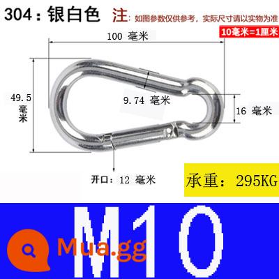 Carabiner thép không gỉ 304 khóa treo nhanh chóng mở vòng khóa bảo hiểm an toàn khóa kết nối khóa bầu khóa xích chó khóa - Thép không gỉ 304 M10*100