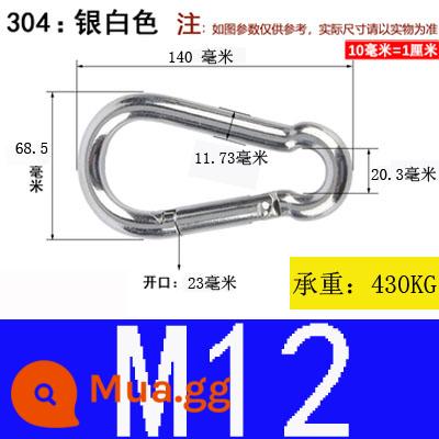 Carabiner thép không gỉ 304 khóa treo nhanh chóng mở vòng khóa bảo hiểm an toàn khóa kết nối khóa bầu khóa xích chó khóa - Thép không gỉ 304 M12*140