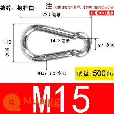 Carabiner thép không gỉ 304 khóa treo nhanh chóng mở vòng khóa bảo hiểm an toàn khóa kết nối khóa bầu khóa xích chó khóa - Mạ kẽm M15*220