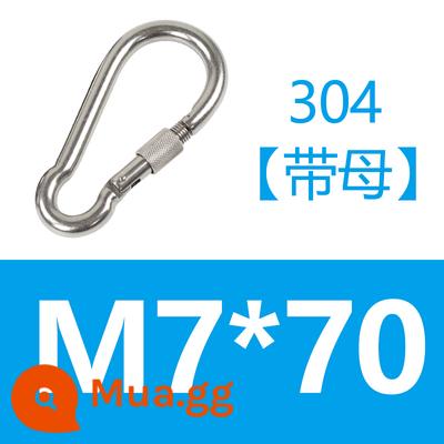 Carabiner thép không gỉ 304 khóa treo nhanh chóng mở vòng khóa bảo hiểm an toàn khóa kết nối khóa bầu khóa xích chó khóa - Xám nhạt [có mẹ]304 M7