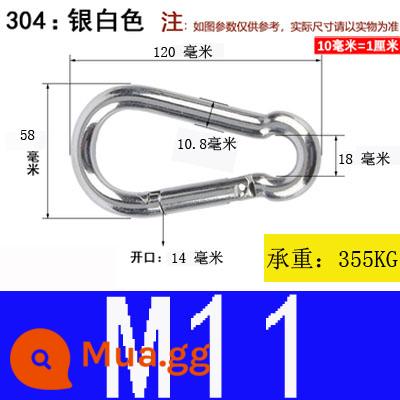 Carabiner thép không gỉ 304 khóa treo nhanh chóng mở vòng khóa bảo hiểm an toàn khóa kết nối khóa bầu khóa xích chó khóa - Thép không gỉ 304 M11*120