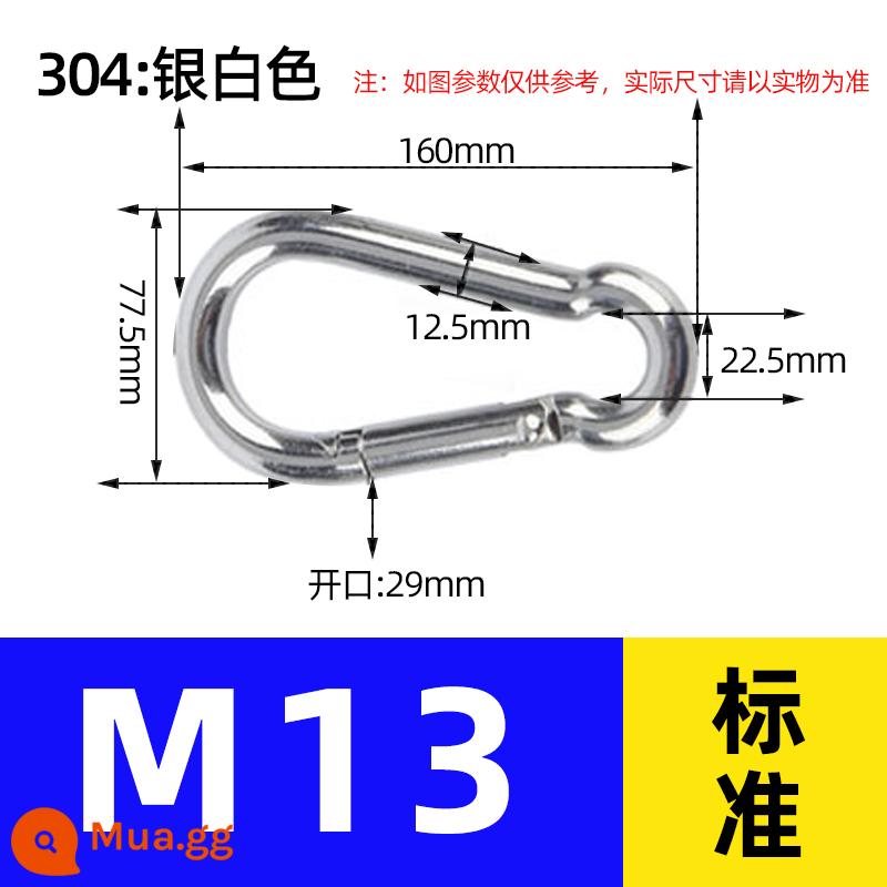 Carabiner thép không gỉ 304 khóa treo nhanh chóng mở vòng khóa bảo hiểm an toàn khóa kết nối khóa bầu khóa xích chó khóa - Xanh da trời M13 304 loại tiêu chuẩn 1 cái