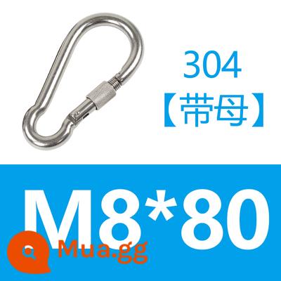 Carabiner thép không gỉ 304 khóa treo nhanh chóng mở vòng khóa bảo hiểm an toàn khóa kết nối khóa bầu khóa xích chó khóa - Xám đậm [với mẹ]304 M8