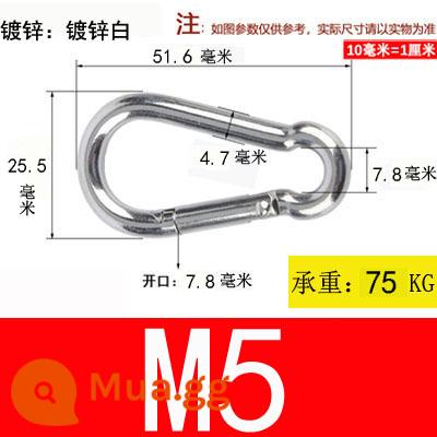 Carabiner thép không gỉ 304 khóa treo nhanh chóng mở vòng khóa bảo hiểm an toàn khóa kết nối khóa bầu khóa xích chó khóa - Mạ kẽm M5*50 (3 cái)