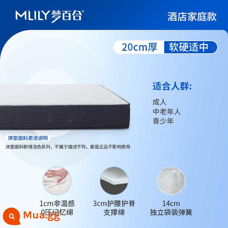 Dream Lily Hotel Zero Áp Phòng Cùng Memory Foam Nệm Lò Xo Đệm Mềm Mại Nhà Bảo Vệ Cột Sống Simmons Nén Cuộn Gói - [Phong cách gia đình]-Dày 20 cm