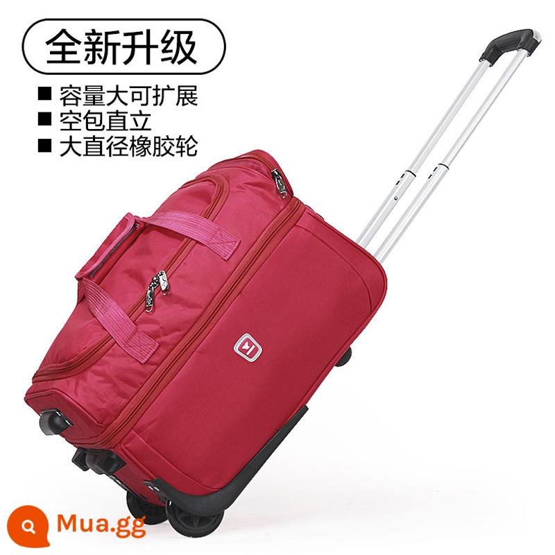 Wangzifang Vali Vải Oxford Nhẹ Xe Đẩy Túi Công Suất Lớn Túi Du Lịch Sinh Viên Xe Đẩy Hộp Nữ 20 Inch - Màu đỏ sẫm (có thể tăng và mở rộng)