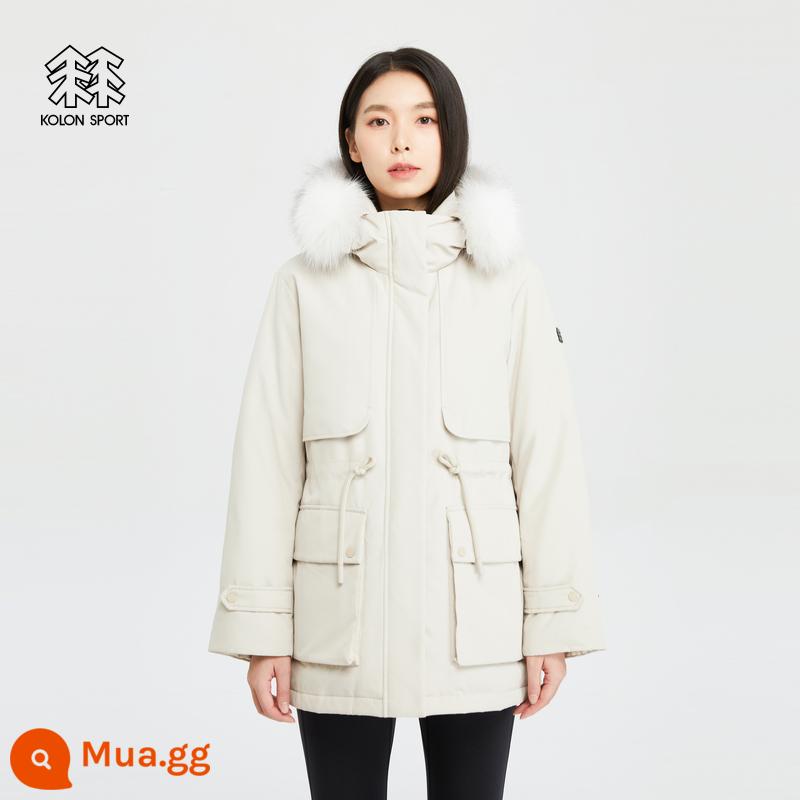 KOLON SPORT Kolon Down Jacket Áo khoác ngoài trời chống thấm nước lớn cho nữ Áo khoác ngỗng chống gió và thoáng khí - GR màu xám nâu