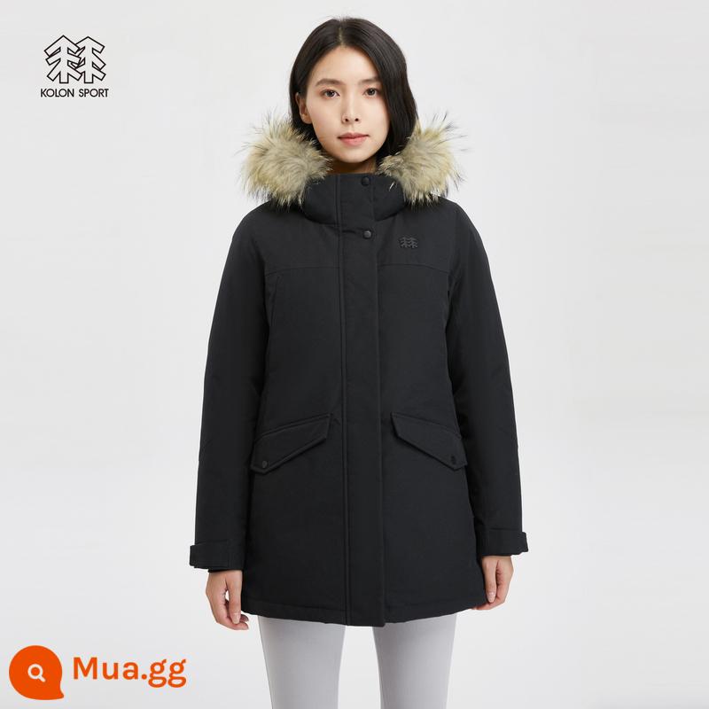 KOLON SPORT Kolon Down Jacket Nữ ngoài trời chống gió và chống nước Áo khoác xuống ấm áp Áo khoác có trọng lượng trung bình - BK-Nữ đen