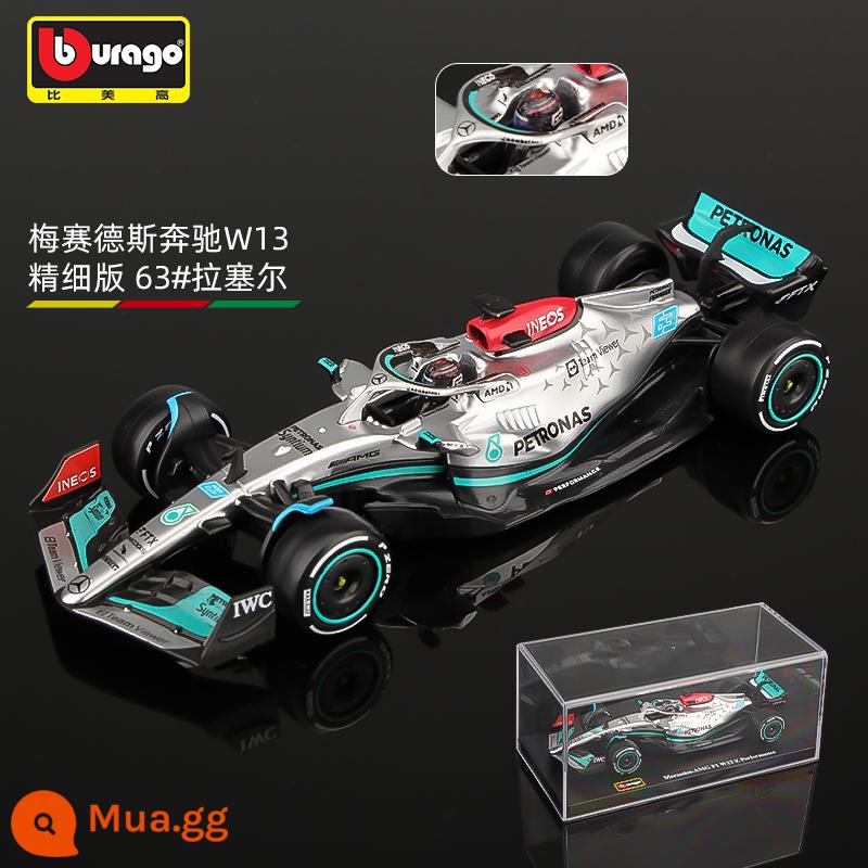 Bimeigao Tỉ Lệ 1:43 Mercedes 2022 Mô Hình Xe Đua Công Thức F1 W13 Mô Hình Xe Hợp Kim Mô Hình Hamilton - Mercedes-Benz F1 W13 #63 Russell-Phiên Bản Phủ Bụi 2022