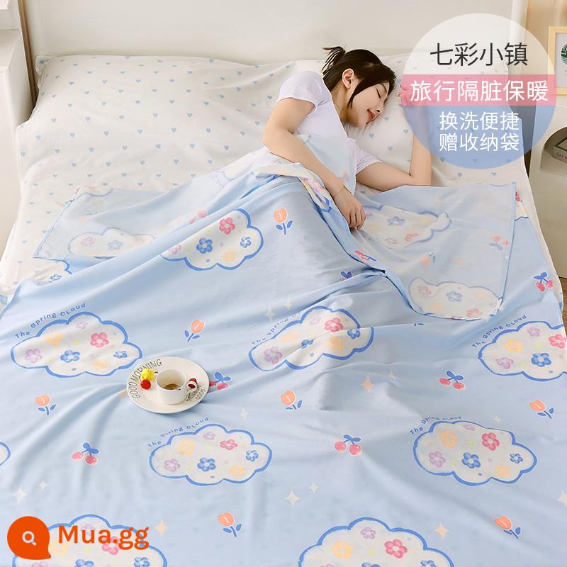 Cotton Khách Sạn Túi Ngủ Bẩn Trưởng Thành Đi Công Tác Đôi Du Lịch Hiện Vật Khách Sạn Cotton Tấm Vỏ Chăn Di Động - Thị trấn đầy màu sắc丨Tặng túi đựng đồ cùng kiểu dáng