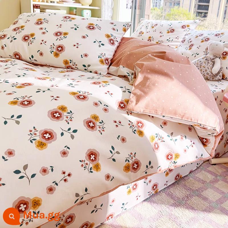 Vỏ chăn bông nguyên chất một mảnh dày đơn và đôi 100 cotton hoa chăn trẻ em 150x200 chăn đơn ký túc xá sinh viên - Tinh Khánh