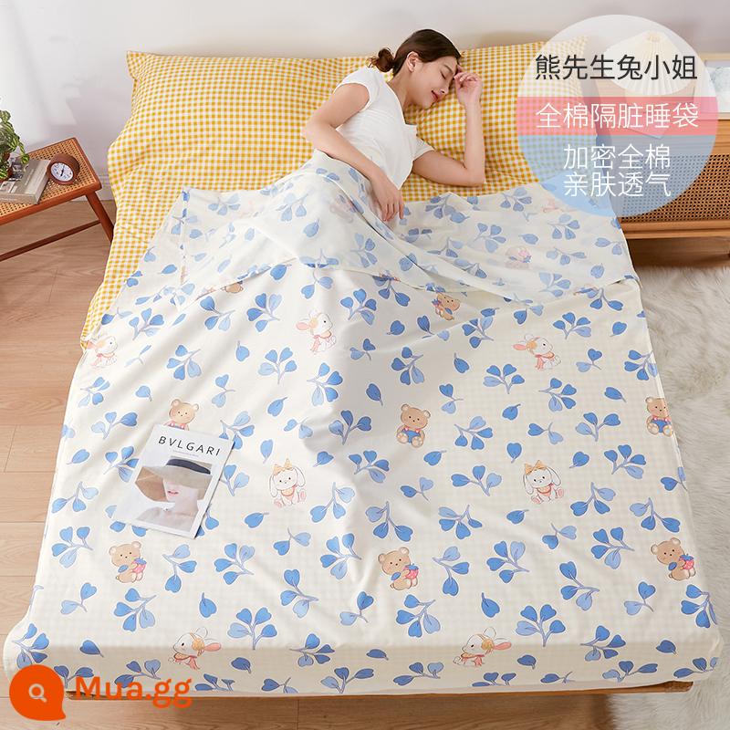 Cotton Khách Sạn Túi Ngủ Bẩn Trưởng Thành Đi Công Tác Đôi Du Lịch Hiện Vật Khách Sạn Cotton Tấm Vỏ Chăn Di Động - Mr. Bear và Miss Rabbit丨Túi đựng đồ cùng kiểu dáng