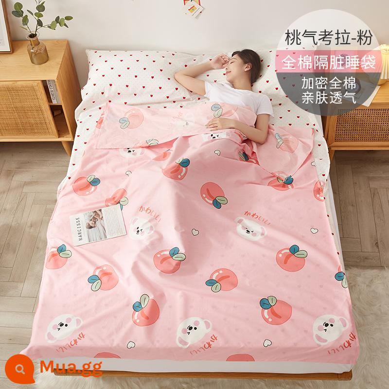 Cotton Khách Sạn Túi Ngủ Bẩn Trưởng Thành Đi Công Tác Đôi Du Lịch Hiện Vật Khách Sạn Cotton Tấm Vỏ Chăn Di Động - Peachy Koala-Pink丨Túi đựng đồ miễn phí cùng kiểu dáng