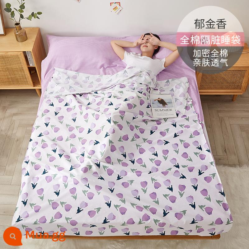 Cotton Khách Sạn Túi Ngủ Bẩn Trưởng Thành Đi Công Tác Đôi Du Lịch Hiện Vật Khách Sạn Cotton Tấm Vỏ Chăn Di Động - Tulip | Tặng túi đựng đồ cùng kiểu dáng