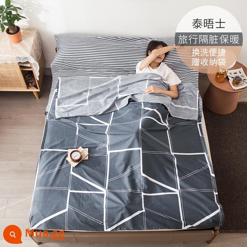 Cotton Khách Sạn Túi Ngủ Bẩn Trưởng Thành Đi Công Tác Đôi Du Lịch Hiện Vật Khách Sạn Cotton Tấm Vỏ Chăn Di Động - Thames 丨Tặng kèm túi đựng đồ