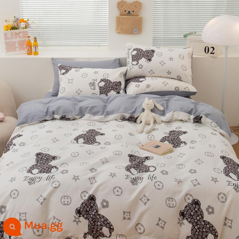 Vỏ chăn bông nguyên chất một mảnh dày đơn và đôi 100 cotton hoa chăn trẻ em 150x200 chăn đơn ký túc xá sinh viên - HM hợp thời trang