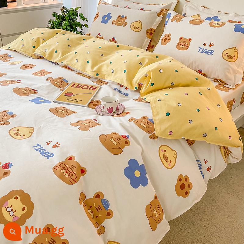 Vỏ chăn đơn mảnh bông nguyên chất 100 cotton ký túc xá vỏ chăn đơn 150x200 mùa đông dày chăn đơn sinh viên đơn nam - Đội Tiểu Hổ 丨Bông nguyên chất tốt cho sức khỏe hơn