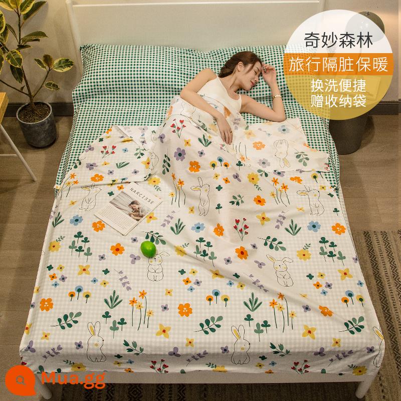 Cotton Khách Sạn Túi Ngủ Bẩn Trưởng Thành Đi Công Tác Đôi Du Lịch Hiện Vật Khách Sạn Cotton Tấm Vỏ Chăn Di Động - Khu Rừng Tuyệt Vời | Tặng túi đựng đồ