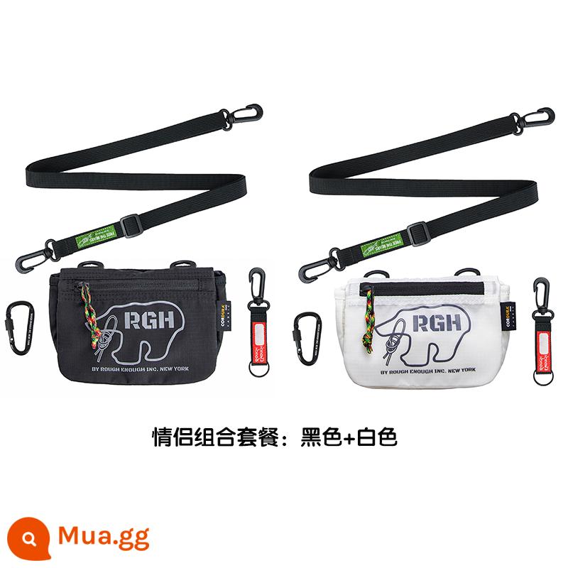 Thô Đủ thủy triều thương hiệu túi vải nylon Túi Messenger nữ thủy triều ins2023 túi điện thoại di động mini nhỏ mới - Mẫu cặp: đen + trắng