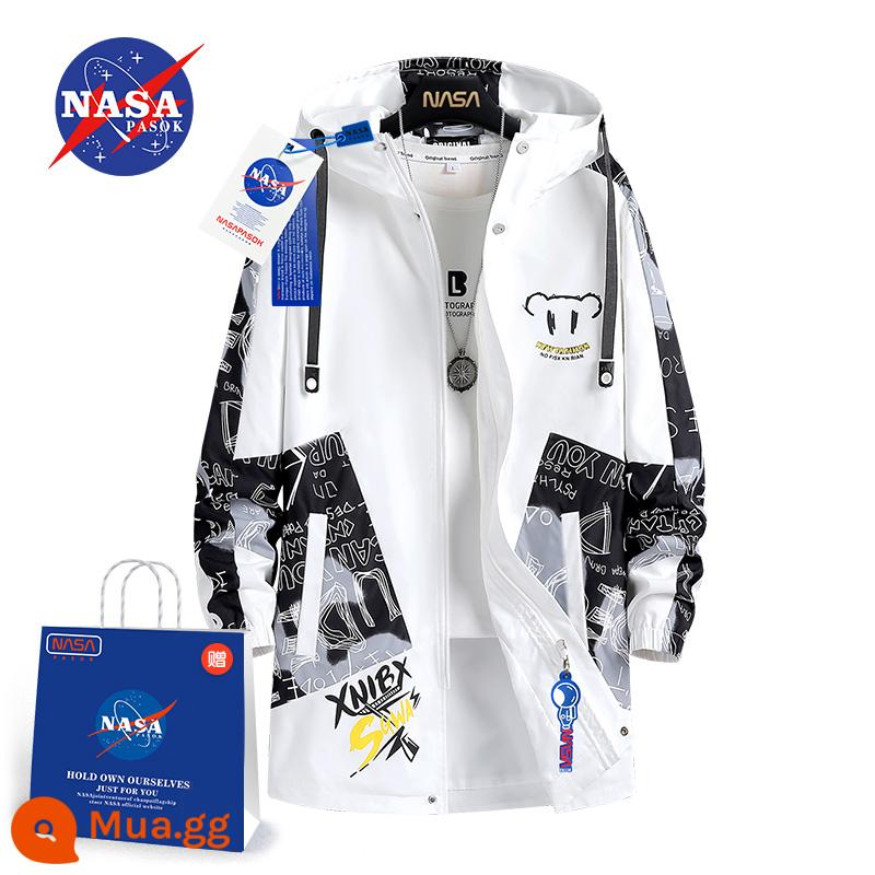 Cửa hàng hàng đầu của NASA trang web chính thức áo gió dày phiên bản trung bình nam 2022 áo khoác lông cừu nam mùa thu đông mới - NA040 trắng (2173 xuân thu)