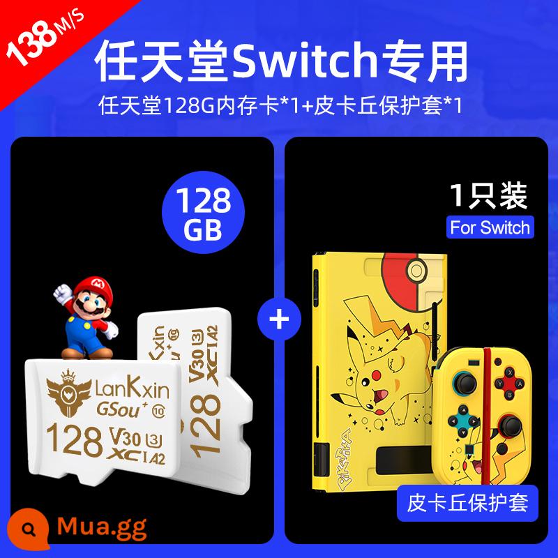 Thẻ bộ nhớ Nintendo Switch 512g Thẻ bộ nhớ máy chơi game NS Thẻ mở rộng máy chủ SD Thẻ TF Thẻ nhỏ 256 - Thẻ đồng thương hiệu Nintendo Switch 128G + Vỏ bảo vệ Pikachu