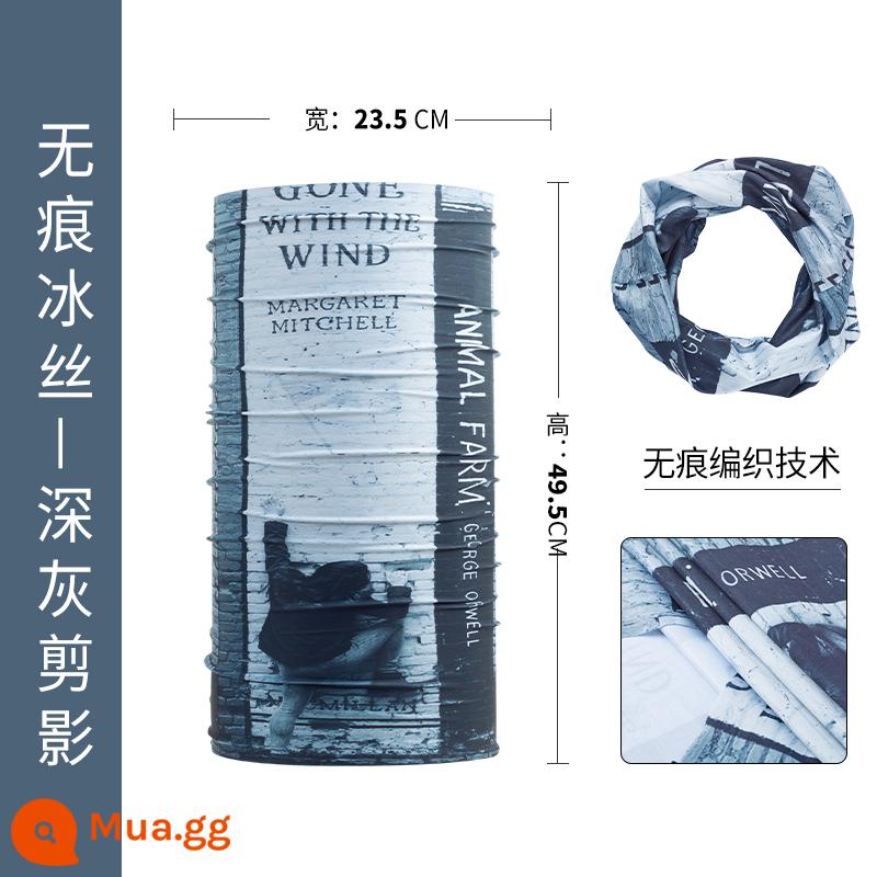 Khăn quàng cổ đi xe đạp cho nam Khăn lụa băng ngoài trời Bộ khăn trùm đầu ma thuật cho nam khăn trùm đầu chống gió cho nữ bịt mặt thể thao mặt nạ chống nắng - Kem chống nắng Traceless Ice Silk UPF50+ [Hình bóng màu xám đậm]