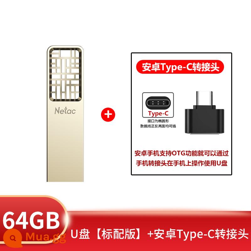 Ổ đĩa flash tốc độ cao sáng tạo Netac retro 64g cô gái hoạt hình dễ thương sinh viên điện thoại di động phong cách Trung Quốc máy tính ổ đĩa flash công dụng kép quà tặng cá nhân hóa chữ tùy chỉnh logo tùy chỉnh Ổ đĩa flash USB dung lượng lớn 64G đích thực - [⑥④G][Cấu hình tiêu chuẩn]+Bộ chuyển đổi Android type-c