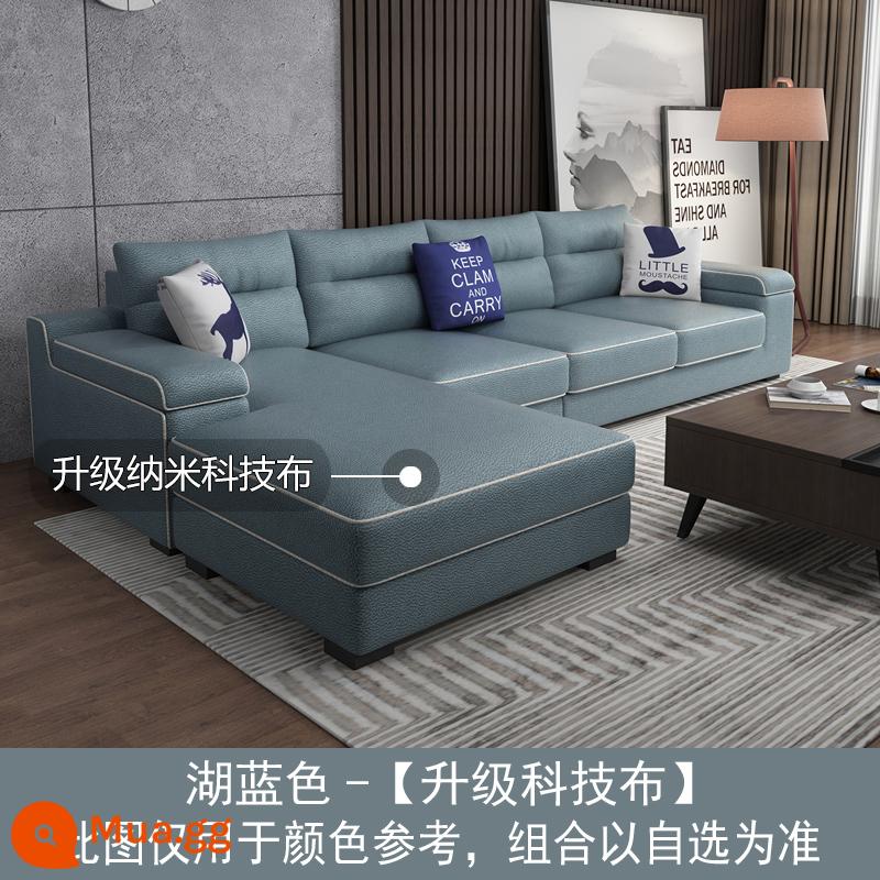 Người nổi tiếng Internet Bắc Âu sofa vải phòng khách gói kết hợp hiện đại tối giản kích thước căn hộ cao su công nghệ sofa vải - Lake Blue-[Vải công nghệ nano nâng cấp]