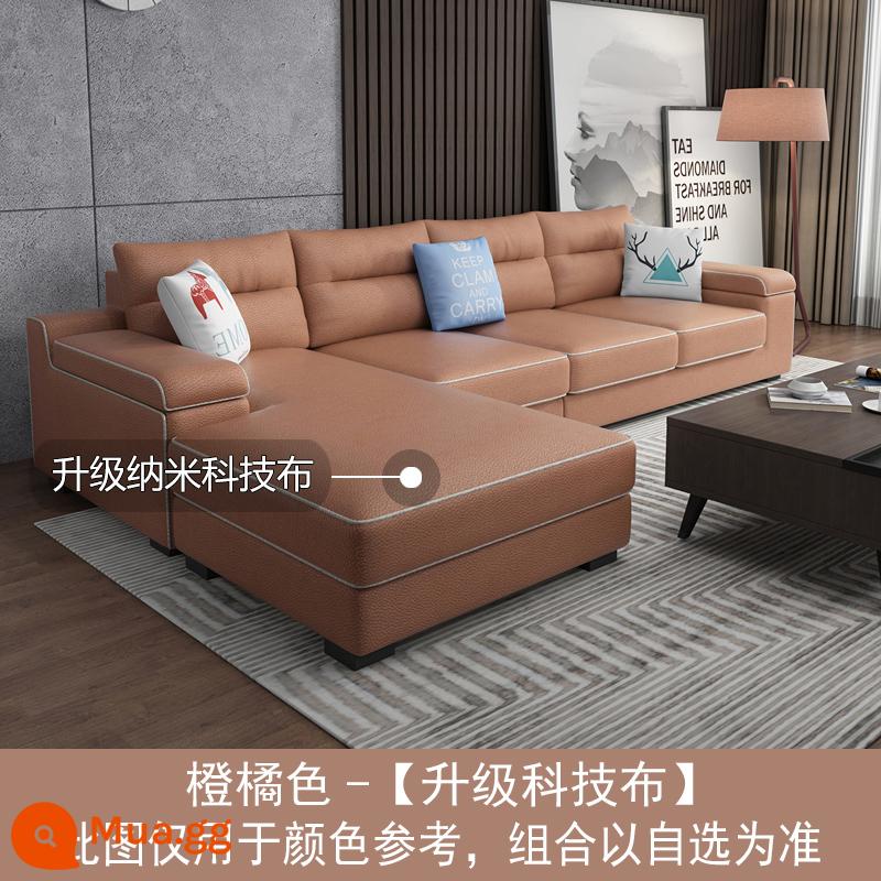 Người nổi tiếng Internet Bắc Âu sofa vải phòng khách gói kết hợp hiện đại tối giản kích thước căn hộ cao su công nghệ sofa vải - Cam-[Vải công nghệ nano nâng cấp]