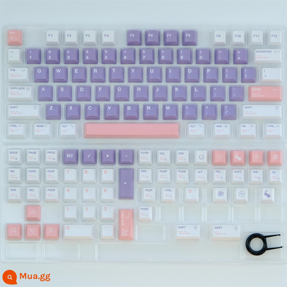 GMK Pansy Lilac Lavender Evening Primrose Violet Purple Keycap Tùy chỉnh phím thăng hoa PBT - Cách sắp xếp 129 phím màu tím nhạt