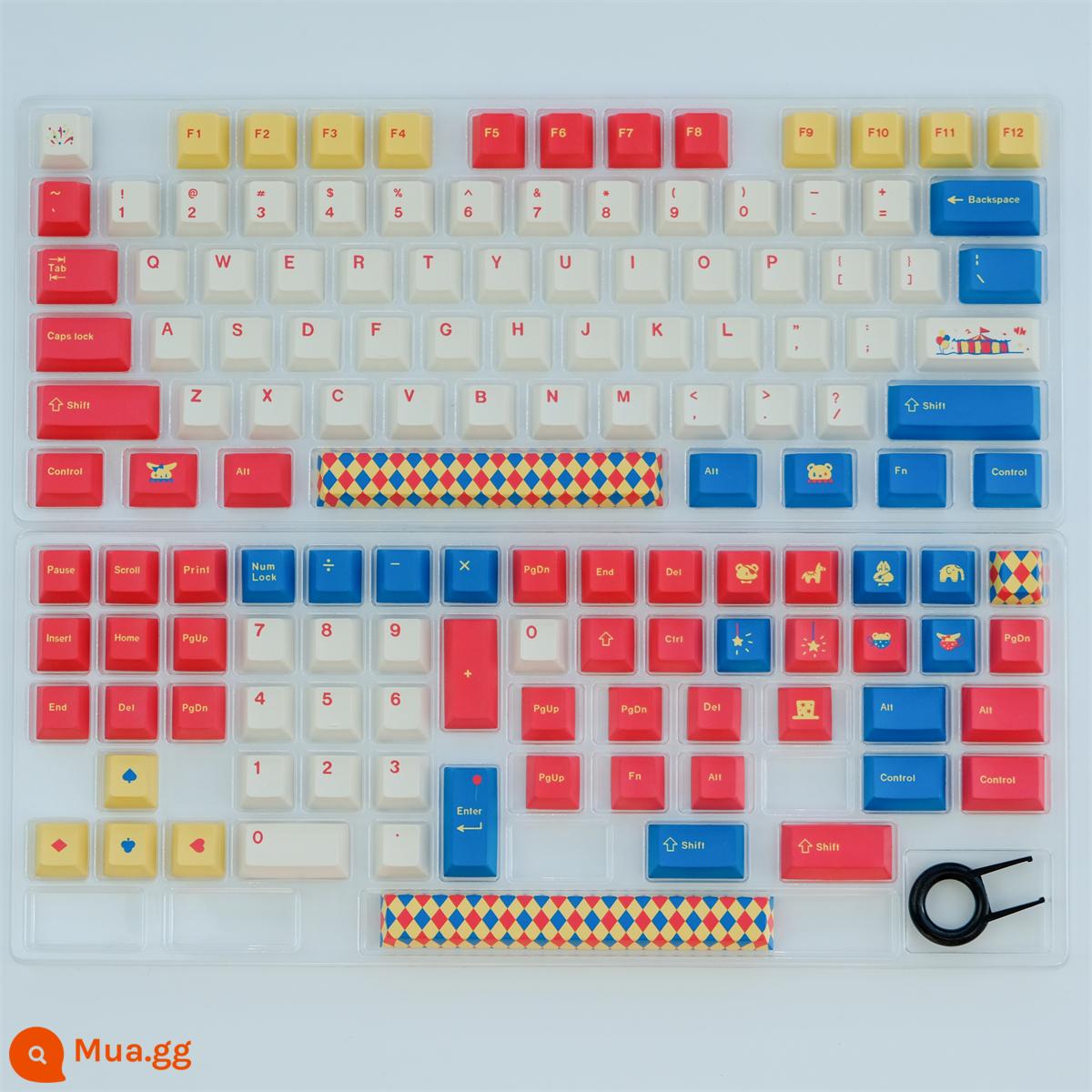 GMK lễ hội xiếc keycap 134 phím PBT chiều cao ban đầu thăng hoa bàn phím cơ keycap tùy biến - Cách sắp xếp 134 phím màu xanh