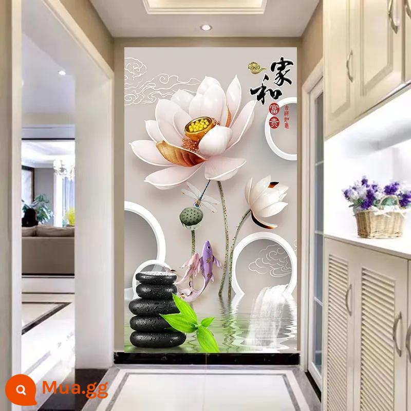 Miếng dán tường ba chiều lối vào 3D giấy dán tường tự dính miếng dán cửa phòng khách lối vào hành lang lối đi trang trí tường nền tranh dán tường - 024. Hoa sen nở