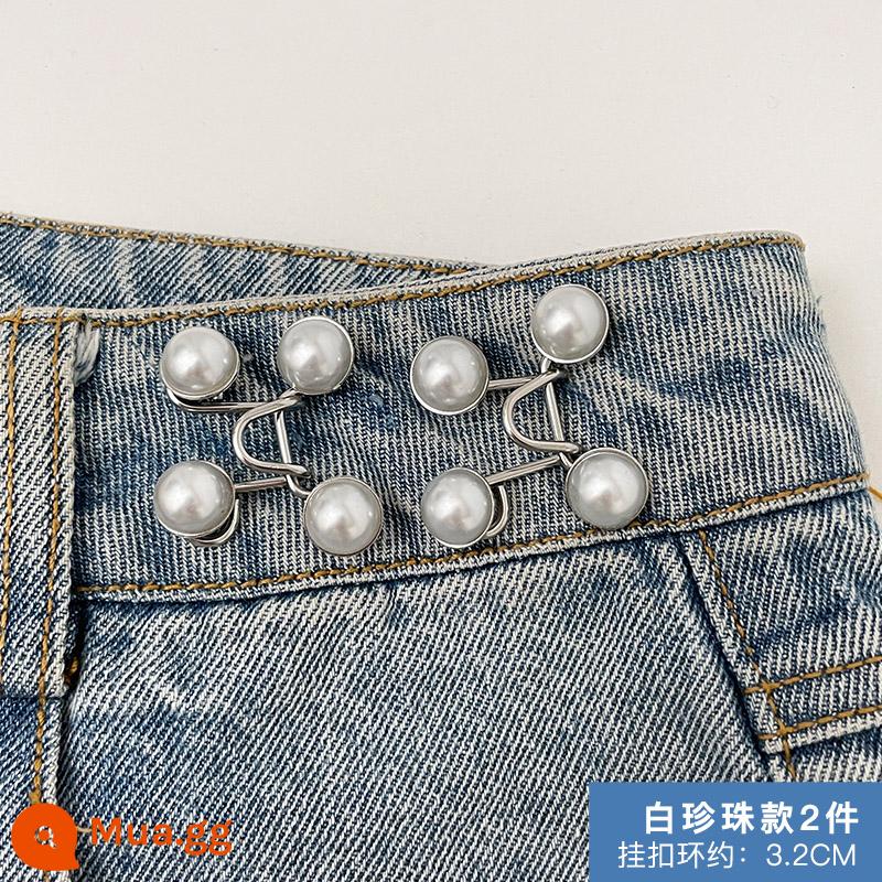 Gấu Thắt lưng Khóa Jeans Eo Cinch Thiết bị ma thuật Nếu eo quần quá to hãy đổi lại nhỏ hơn Siết chặt eo quần và điều chỉnh nút cố định. - 2 miếng ngọc trai trắng kiểu