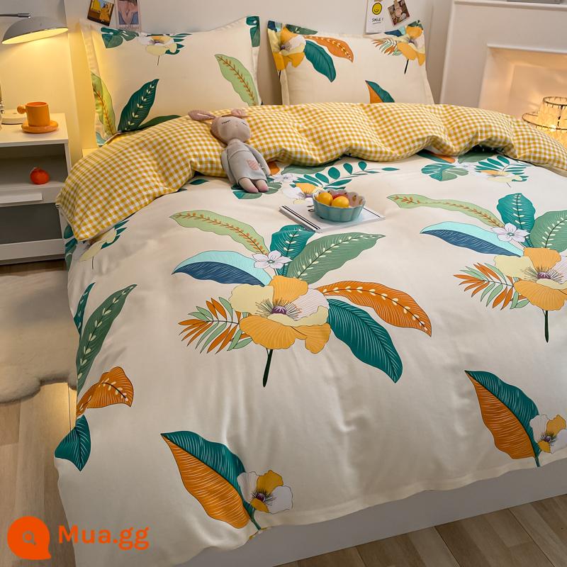 Nguyên Chất Cotton Vỏ Chăn Đơn Cotton Chải Đơn 150X200 Vỏ Chăn 200X230 Đôi 1.8X2.0M Bộ 4 Món - Kami