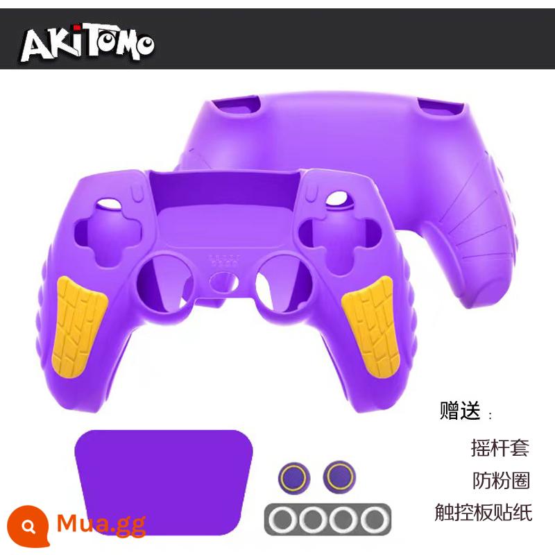 Bao silicon bảo vệ tay cầm PS5 chính hãng Bao silicon bảo vệ tay cầm PS5 Bao bảo vệ tay cầm chơi game PS5 Vỏ mềm chống trượt - Chính Hãng Ajitomo PS5 Thế Hệ 2 Vỏ Điều Khiển Màu Vàng Tím Có Miếng Dán + Nắp Rocker + Vòng Chống Mài