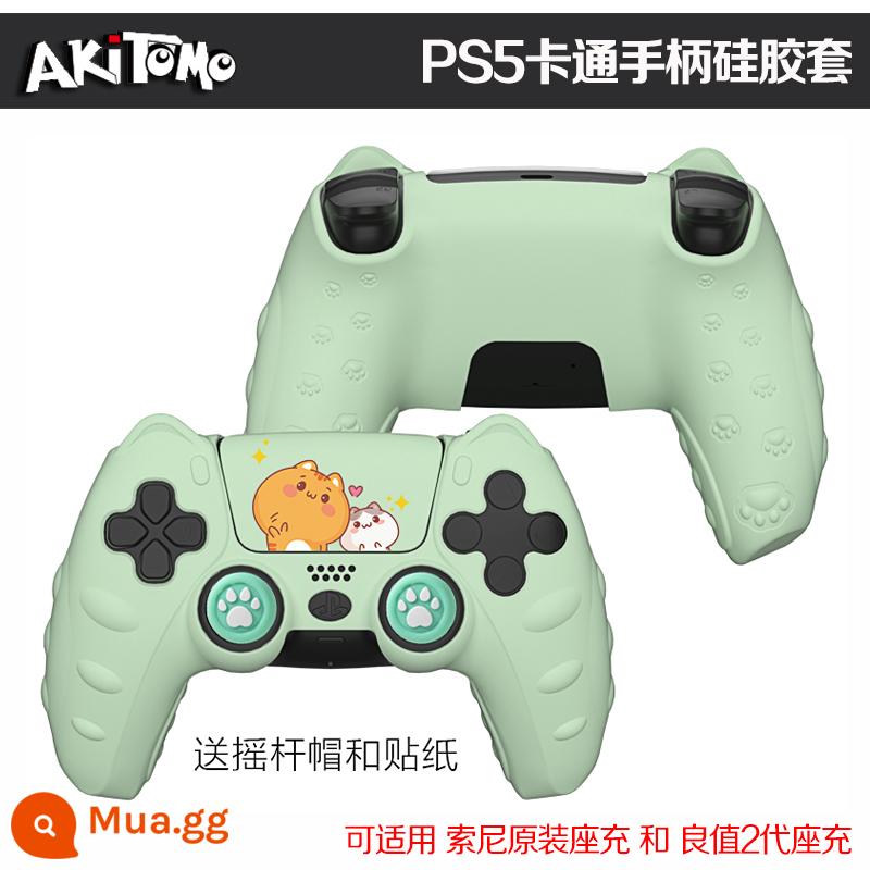 Bao silicon bảo vệ tay cầm PS5 chính hãng Bao silicon bảo vệ tay cầm PS5 Bao bảo vệ tay cầm chơi game PS5 Vỏ mềm chống trượt - Vỏ điều khiển Ajitomo PS5 Phim hoạt hình thế hệ thứ 2 Màu Matcha có nhãn dán + Vỏ cần điều khiển