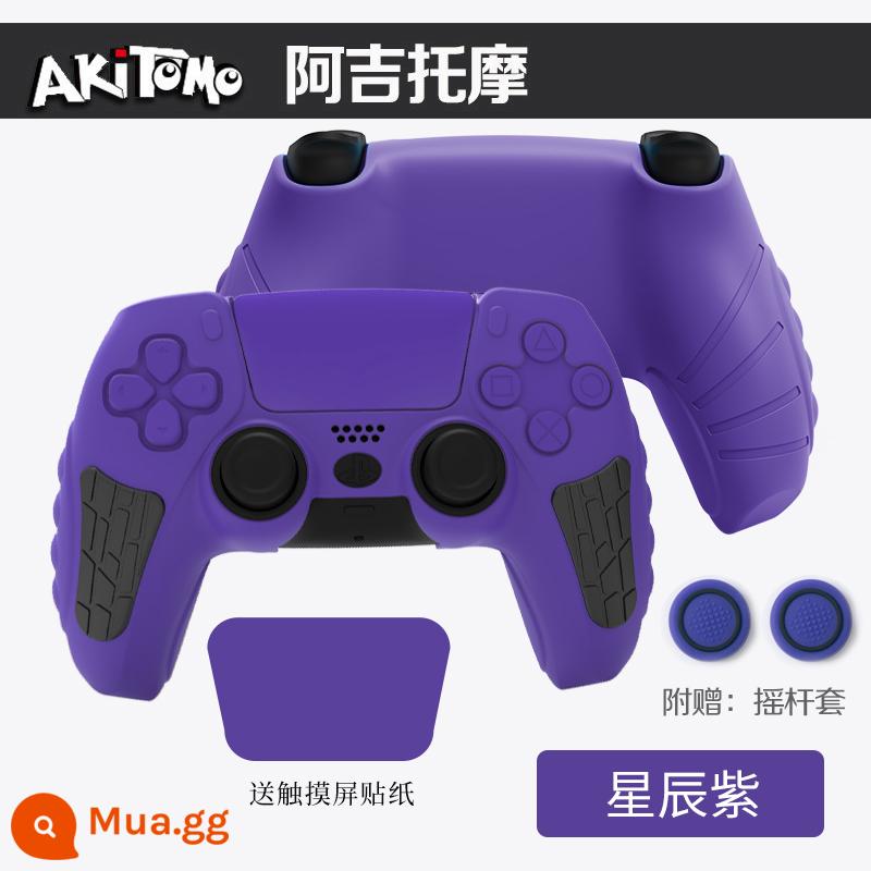 Bao silicon bảo vệ tay cầm PS5 chính hãng Bao silicon bảo vệ tay cầm PS5 Bao bảo vệ tay cầm chơi game PS5 Vỏ mềm chống trượt - Vỏ bọc tay cầm điều khiển thế hệ 2 PS5 chính hãng Ajitomo màu tím có nhãn dán và nắp cần điều khiển miễn phí