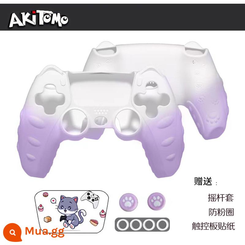 Bao silicon bảo vệ tay cầm PS5 chính hãng Bao silicon bảo vệ tay cầm PS5 Bao bảo vệ tay cầm chơi game PS5 Vỏ mềm chống trượt - Vỏ bọc bộ điều khiển Ajitomo PS5 thế hệ thứ 2 màu tím gradient có nhãn dán + nắp rocker + vòng chống mài mòn