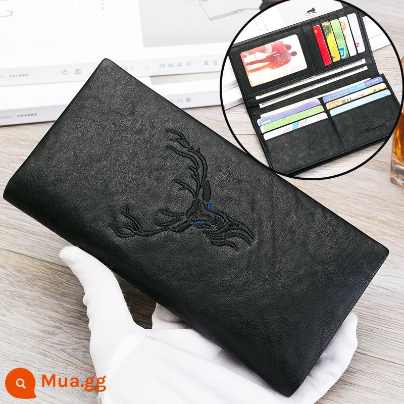 Septwolves Ví Nam Da Thật Túi Clutch Dài Nam Mới Flip Cover Túi Clutch Lớp Trên Túi Điện Thoại Da Bò - Phiên bản dài gấp rưỡi 6017-3 tại chỗ