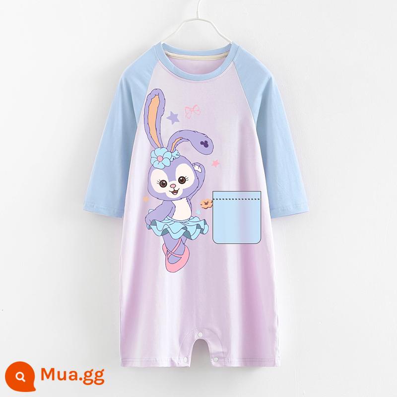 Váy ngủ bé gái cotton nguyên chất mùa xuân và mùa thu công chúa gió mùa hè cho bé dịch vụ tại nhà bé gái đồ ngủ trẻ em một mảnh bé trai lớn mùa hè - 6405 màu tím