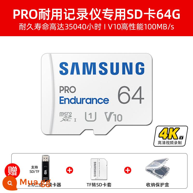 Thẻ nhớ Samsung 64g lưu trữ tốc độ cao thẻ micro sd giám sát video ống kính chụp ảnh lái xe đầu ghi thẻ tf - PRO Endurance 64G +2.0 Đầu đọc thẻ 2 trong 1